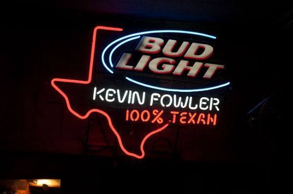 Custom Bud Light Kevin Fowler 100% Texan Neon Sign Tube Neon Light