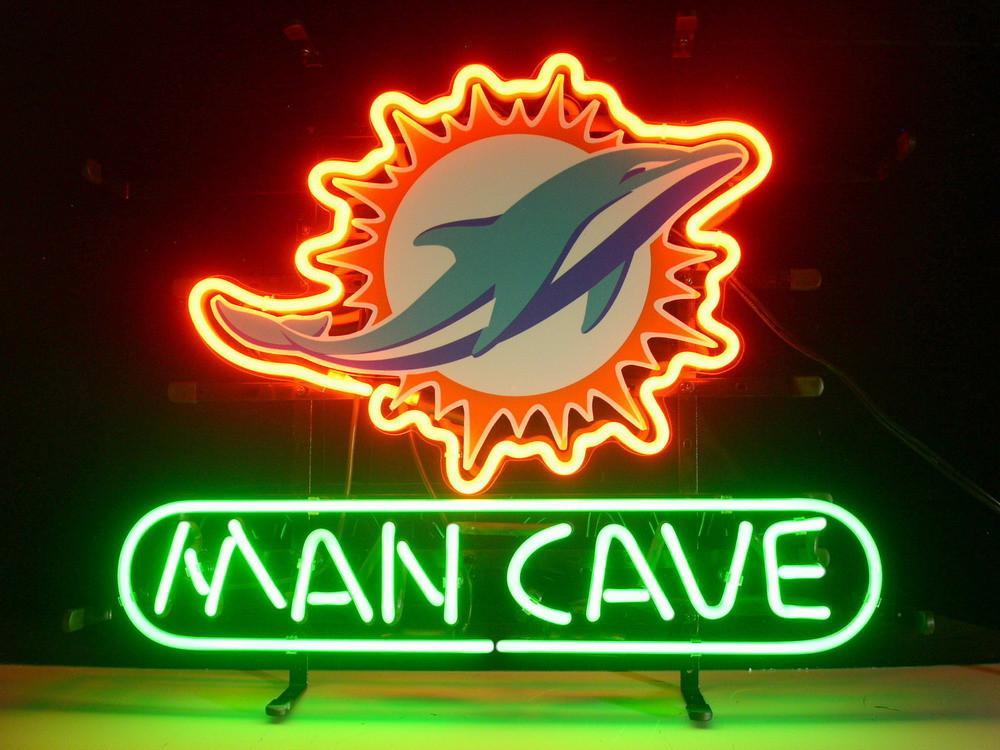 Custom Miami Dolphin Man Cave NFL Sports Neon Sign Real Neon Light