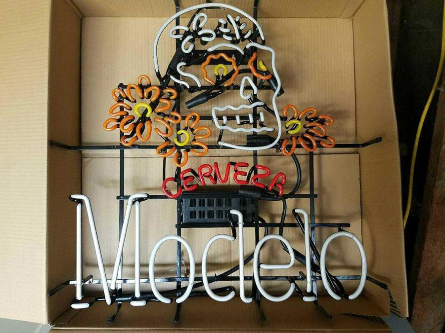 Custom Cerveza Modelo Dia De Los Muertos Skull Neon Sign Real Neon Light