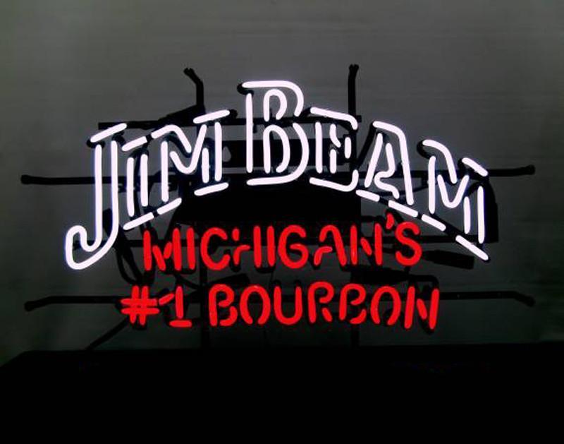 Custom Jim Beam Michigan's #1 Bourbon Neon Sign Real Neon Light