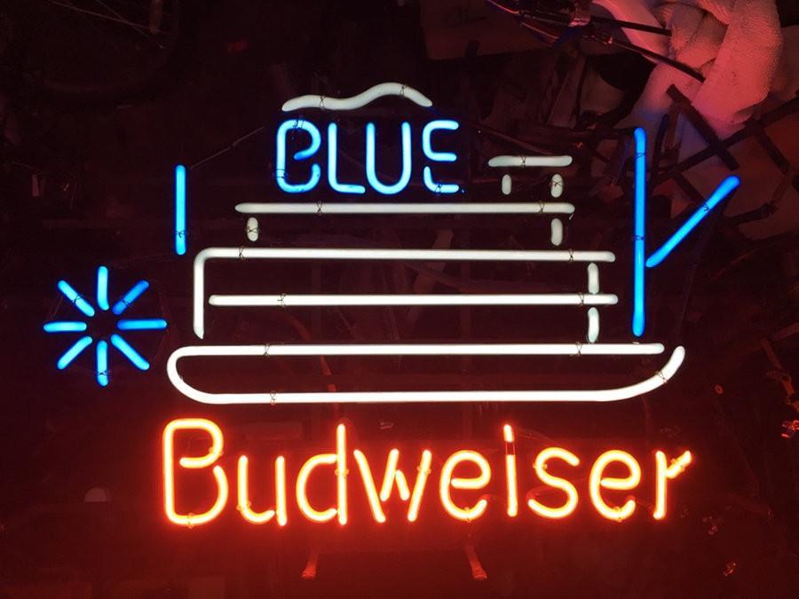 Custom Blue Budweiser Neon Sign Real Neon Light Z1201