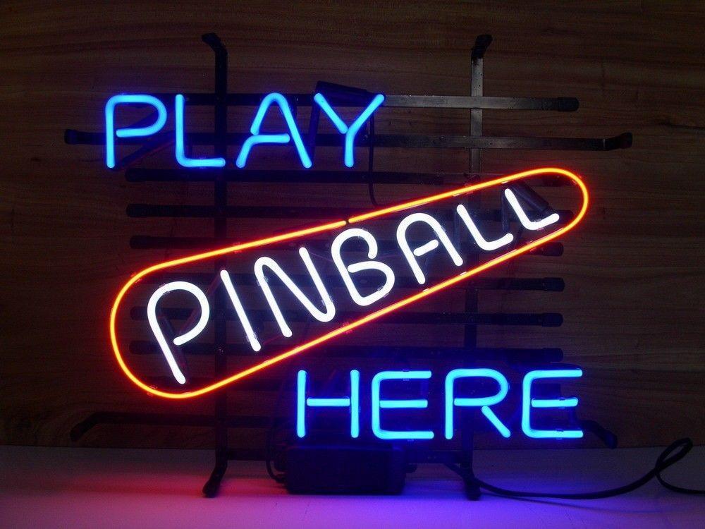Custom Play Pinball Here Neon Sign