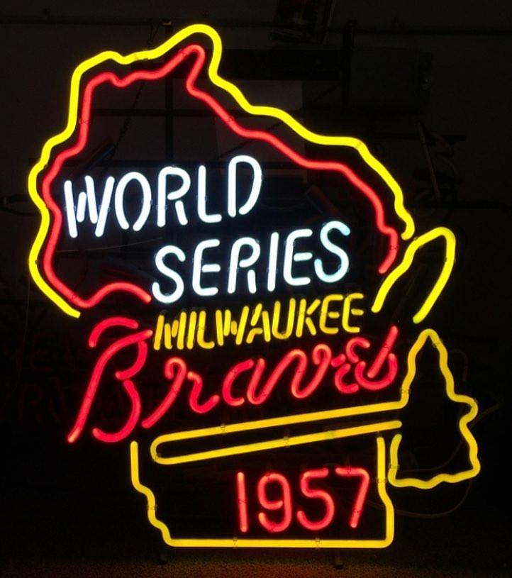 Custom World Series Milwaukee Braves 1957 Neon Sign MLB Teams Neon Light Real Neon Light Z1376