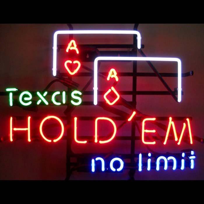Custom Texas Hold'Em On Limit Neon Sign Real Neon Light Z1383