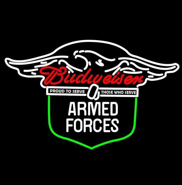 Custom Budweiser Armed Forces Neon Sign Real Neon Light
