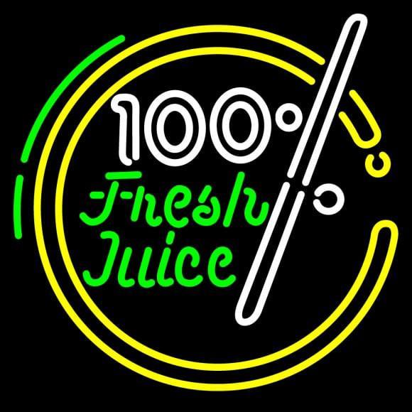 Custom 100 Percent Fresh Juice Neon Sign Real Neon Light
