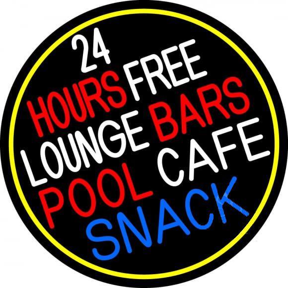 Custom 24 Hours Free Lounge Bars Pool Cafe Snack Neon Sign Real Neon Light
