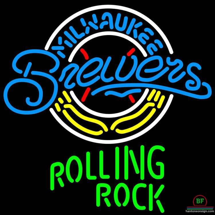 Custom Rolling Rock Milwaukee Brewers Neon Sign MLB Teams Neon Light