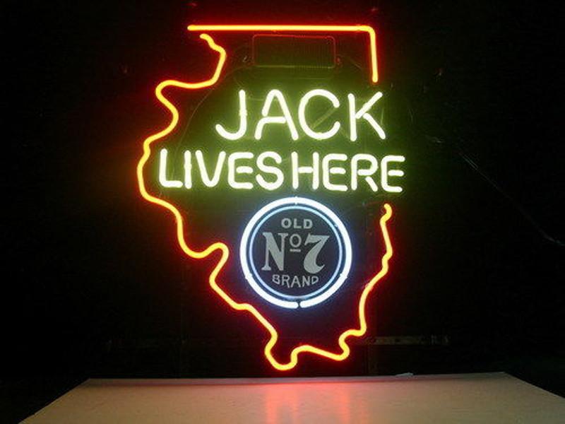 Custom Jack Daniels Lives Here Illinois Whiskey Neon Sign Real Neon Light