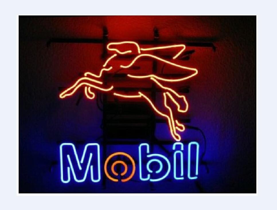 Custom Mobil Gas & Oil Neon Sign