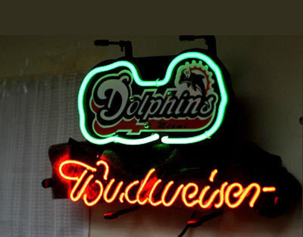 Custom Miami Dolphins Budweiser NFL Sports Neon Sign Real Neon Light