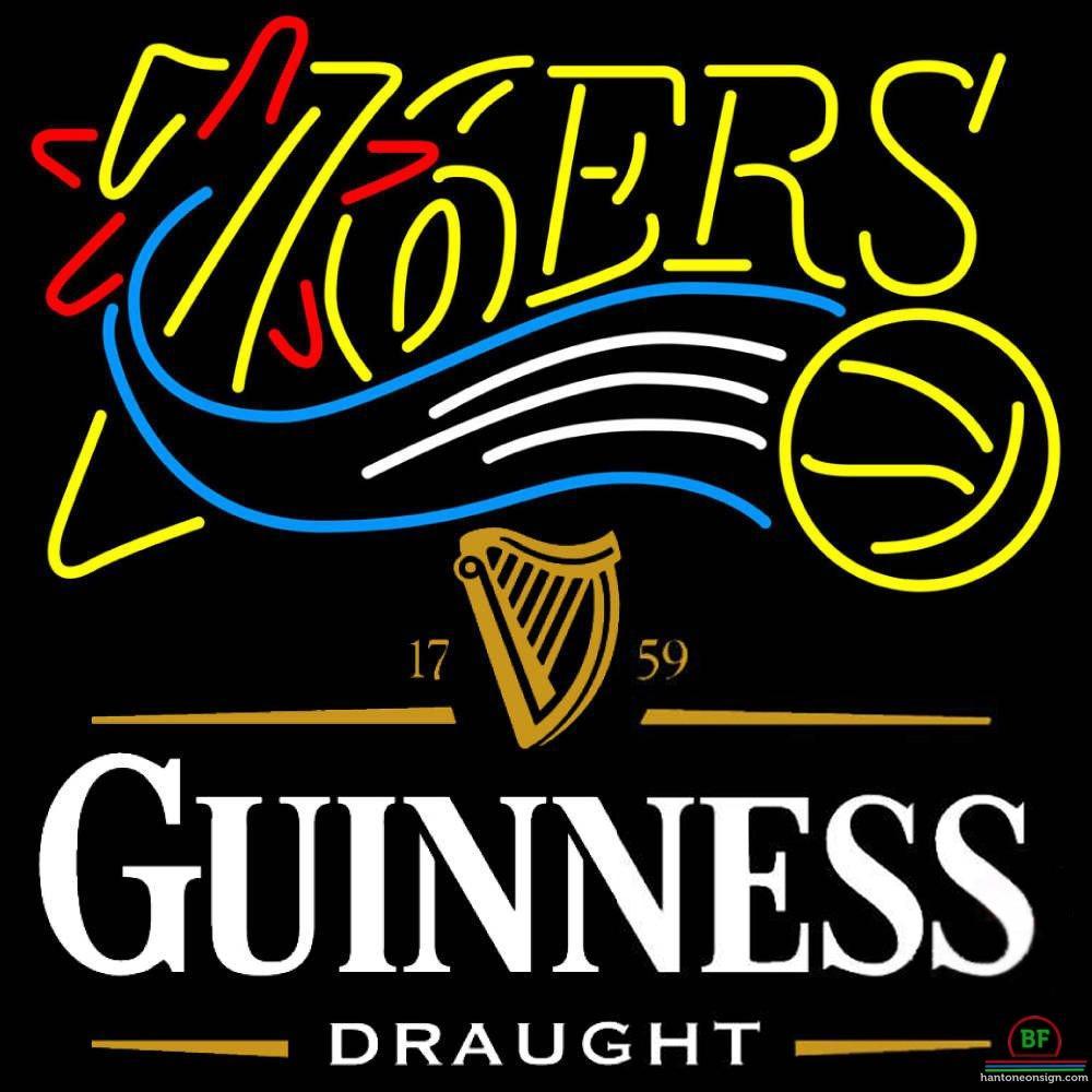 Custom Guinness Draught Philadelphia 76ers Neon Sign NBA Teams Neon Light