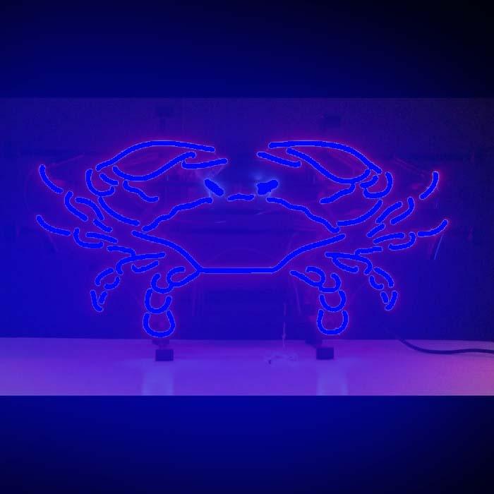 Custom Crab Blue Neon Sign Real Neon Light
