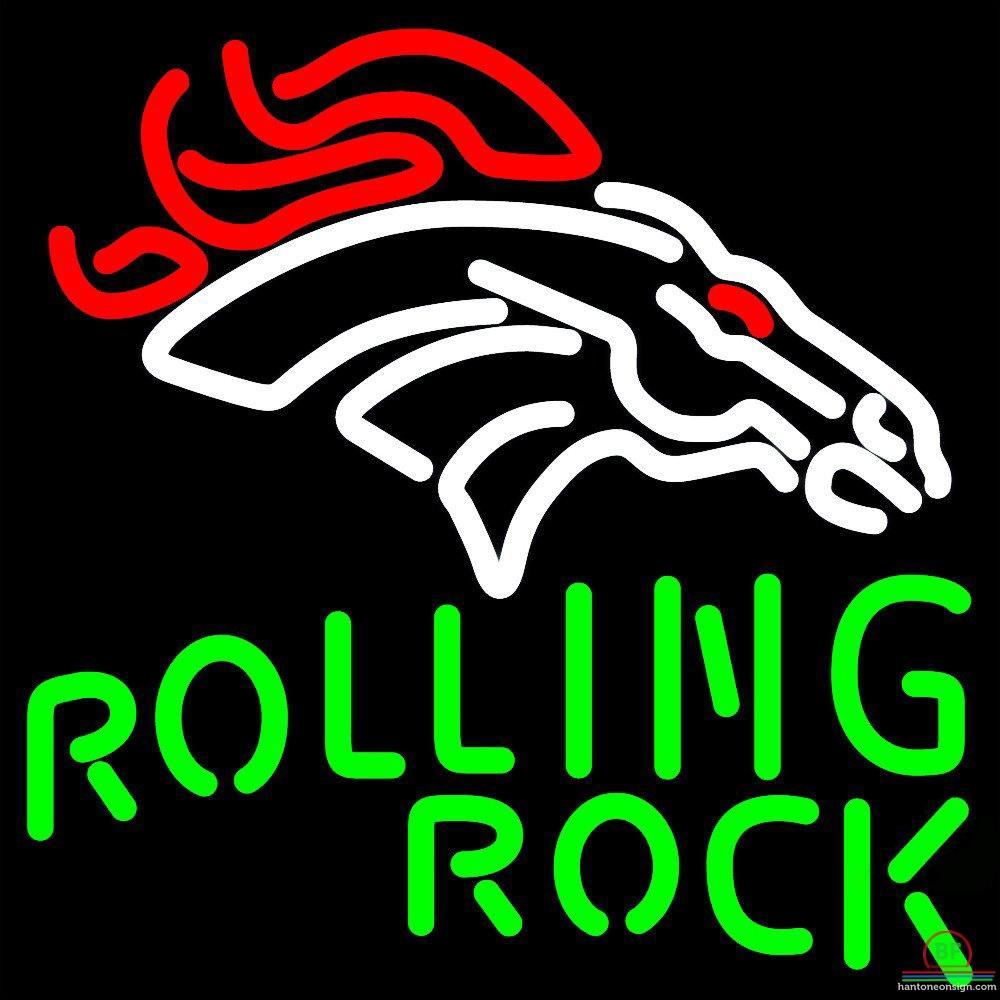 Custom Rolling Rock Denver Broncos Neon Sign NFL Teams Neon Light