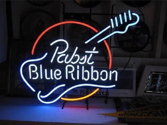 Custom Pabst Blue Ribbon Guitar Neon Sign