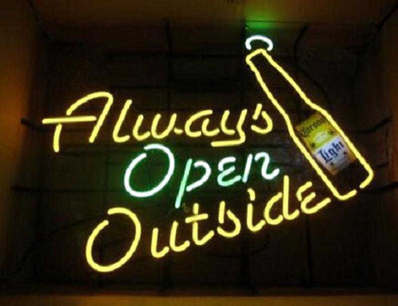 Custom Corona Light Always Open Outside Beer Lager Pub Bar Neon Sign Handcraft