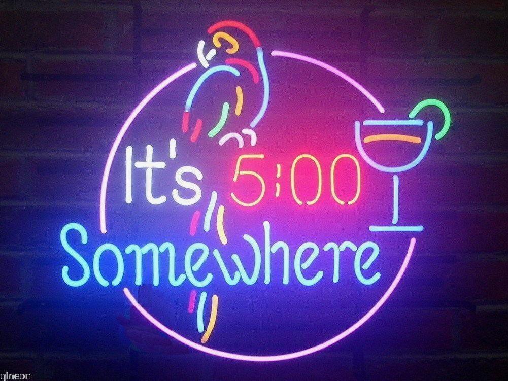 Custom It'S 5:00 Somewhere Parrot Neon Sign