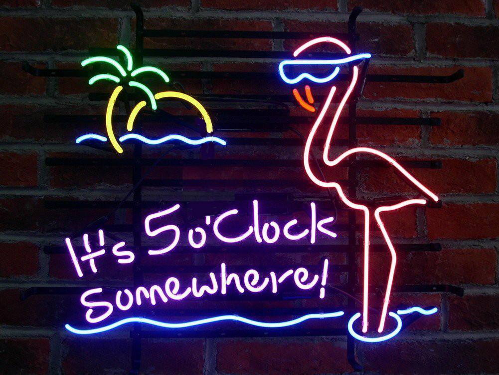 Custom It'S 5:00 Somewhere Flamingo Neon Sign