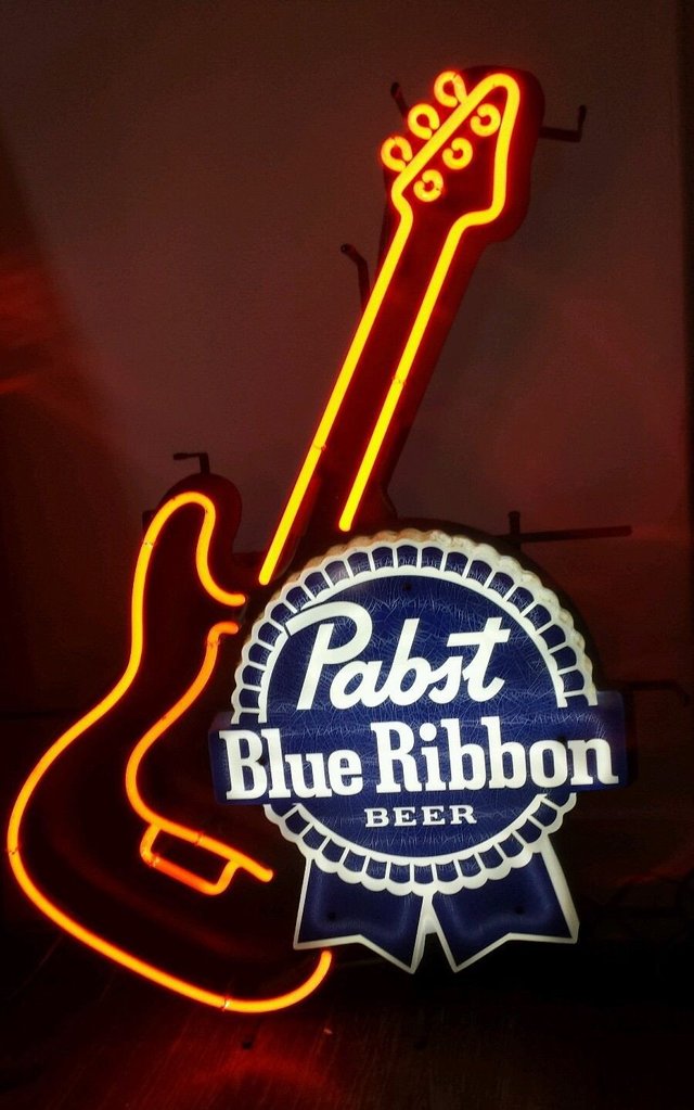 Custom Pabst Blue Ribbon Guitar Neon Sign