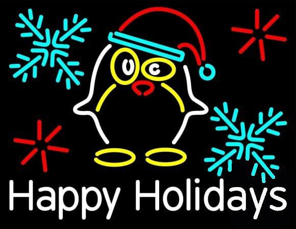 Custom Happy Holidays With Snow Man Neon Sign Real Neon Light