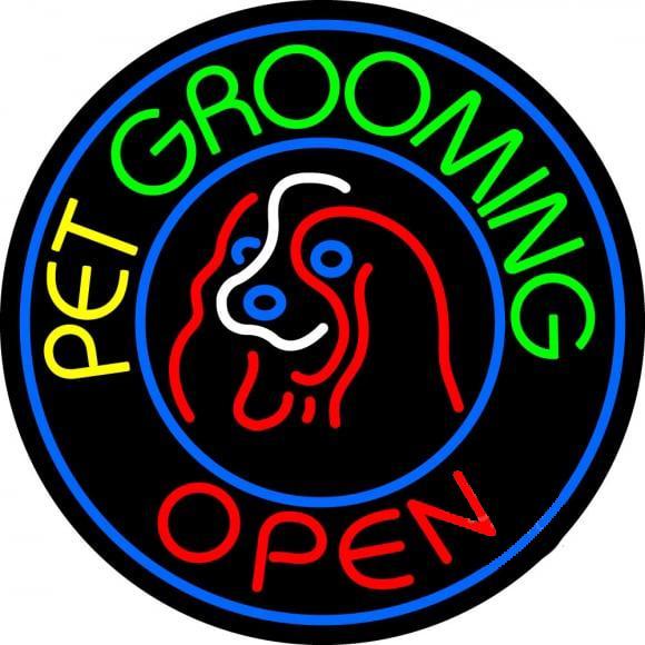 Custom Pet Grooming Open Block Neon Sign Real Neon Light