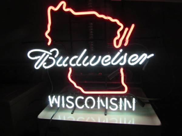 Custom Budweiser Wisconsin Neon Sign Real Neon Light