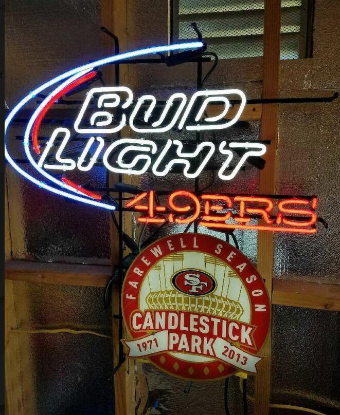 Custom Bud Light San Francisco 49ers Neon Sign NFL Teams Neon Light Real Neon Light
