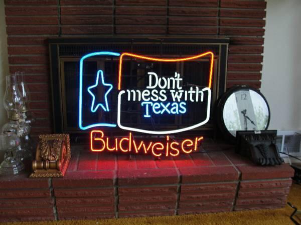 Custom Budweiser Don't Mess With Texas Neon Sign Real Neon Light