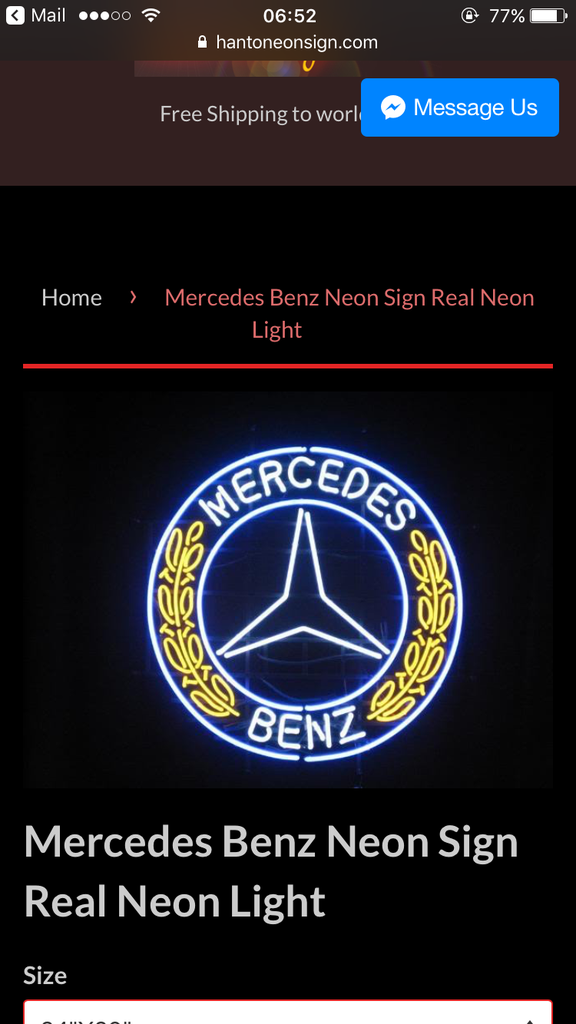 Custom Mercedes Benz Auto Care Neon Sign Real Neon Light