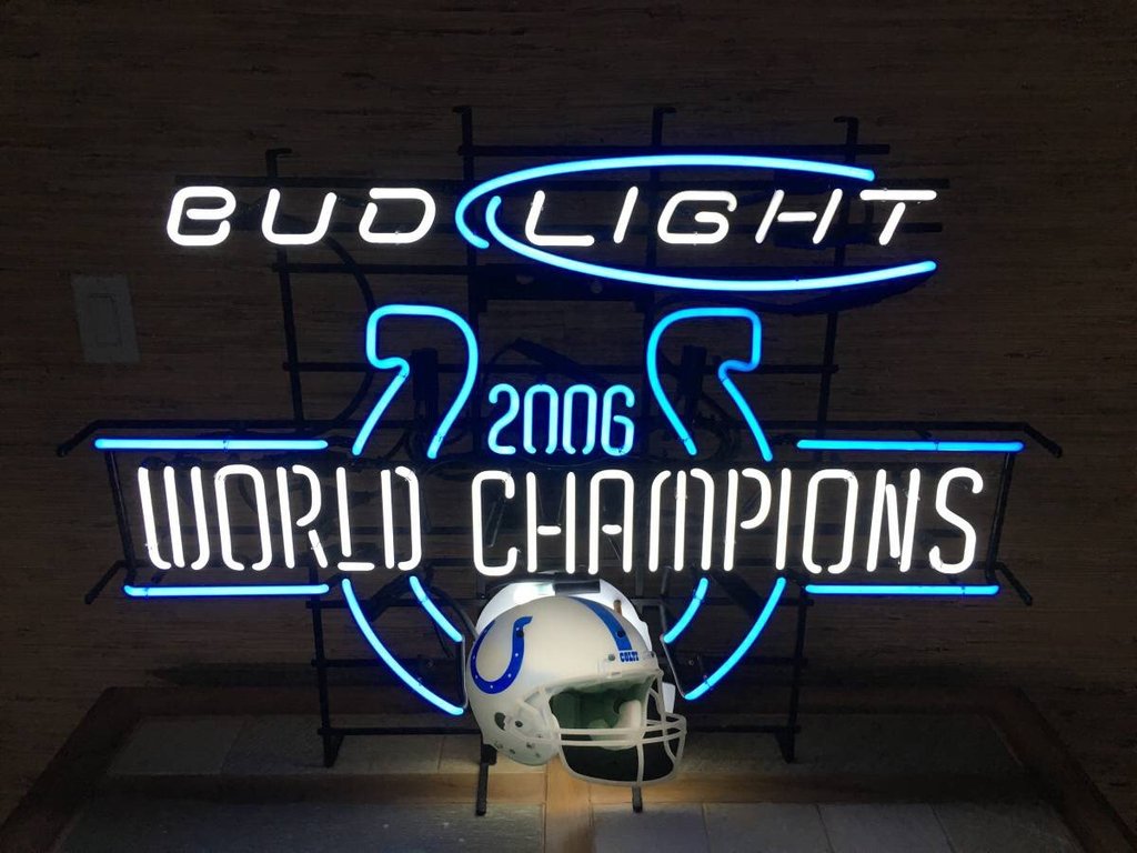 Custom Bud Light Indianapolis Colts 2006 World Champions NFL Sports Neon Sign Tube Neon Light