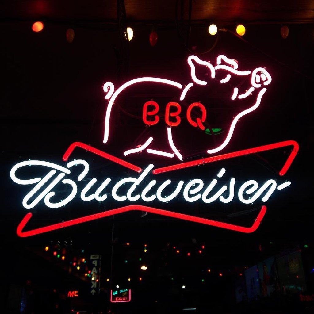 Custom Budweiser BBQ Big Neon Sign Real Neon Light