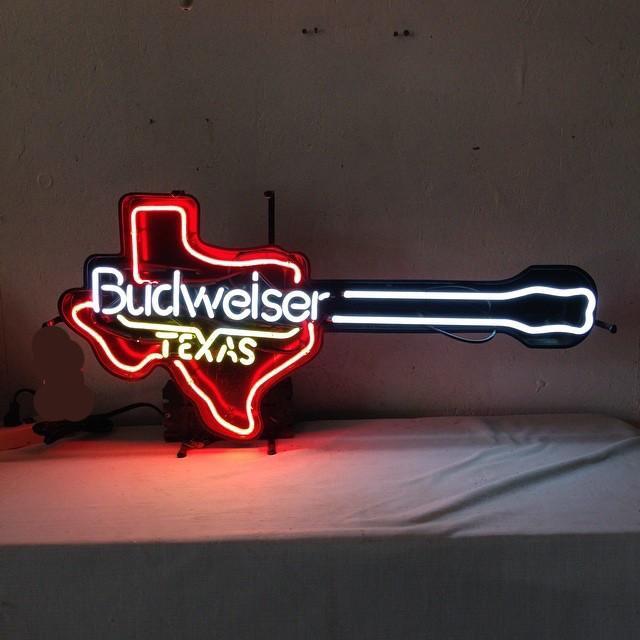 Custom Budweiser Texas Guitar Neon Sign Real Neon Light