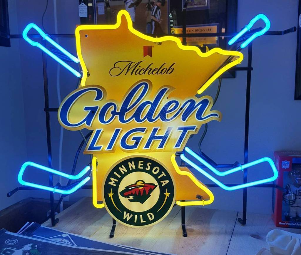 Custom Michelob Golden Light Minnesota Wild Neon Sign Hockey NHL Neon Light