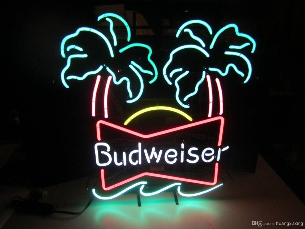 Custom Budweiser Palm Tress Neon Sign Real Neon Light