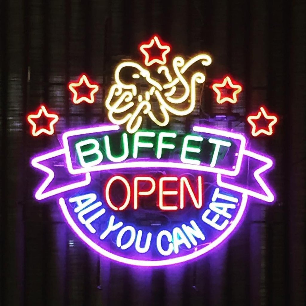 Custom Buffet Open All You Can Eat Neon Sign Real Neon Light